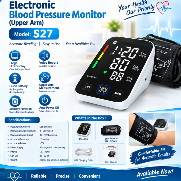 Rechargeable Digital Blood Pressure Monitor | Upper Arm BP Apparatus