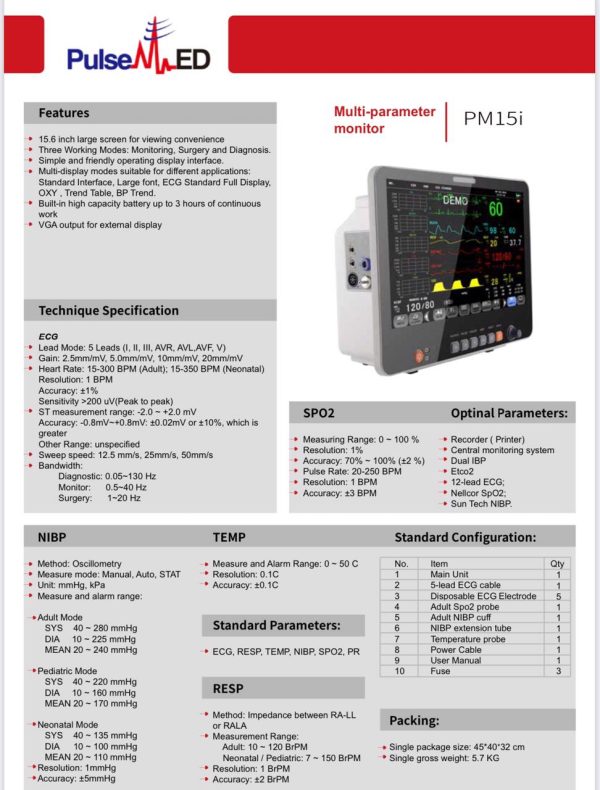 Multi-perameter monitor PM15i